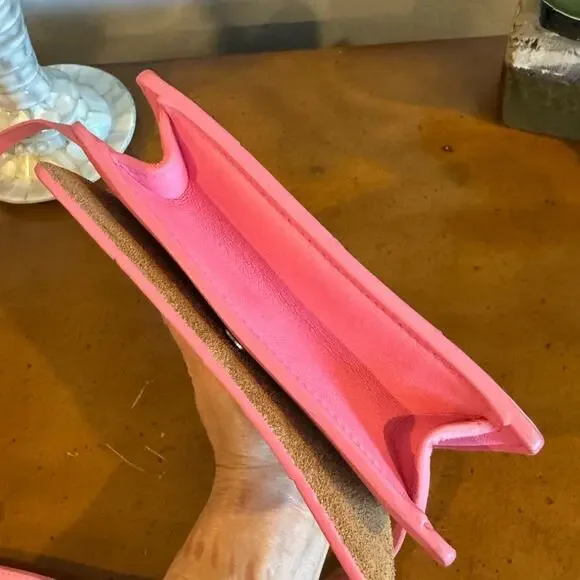 Bottega Veneta Pink Leather Crossbody Bag Suede Lining Snap Closure - Picture 4 of 10